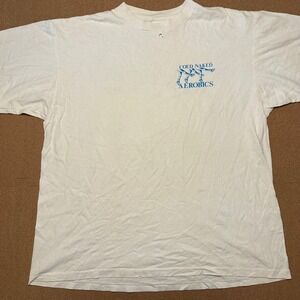 Delta Coed Naked Aerobics T-Shirt Mens XL White Vintage 90s Graphic Made in USA